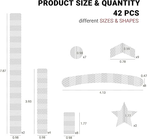 Miniatura 9 de Himiway 42Pcs or 84 Pcs or 24 Rolls Bike Reflective Stickers Outdoor Waterproof Bicycle Reflective Tape Night Safety Warning Reflective Decals for