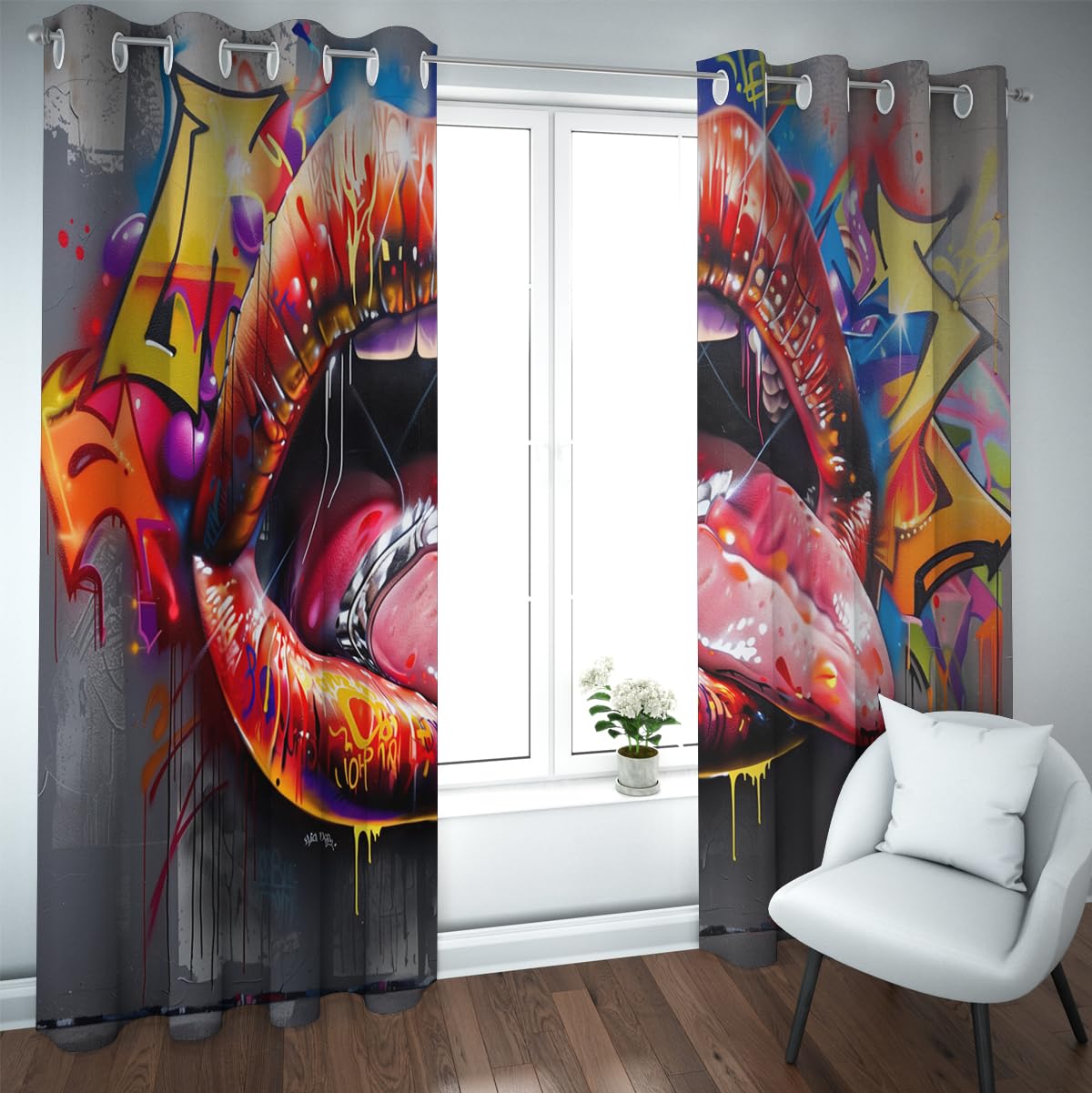 Rideaux occultants lèvres colorées pour chambre et salle à manger