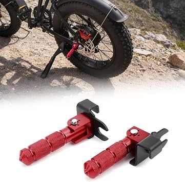 Upgraded Passenger Foot Pegs for Ridstar Q20, Bicycle Bike Pegs, 90 Degree Foldable M8 Bolts Aluminum Alloy Footpegs Foot Rest Pedals for Ridstar Q20, Rearsets Foot RestRed Foldable