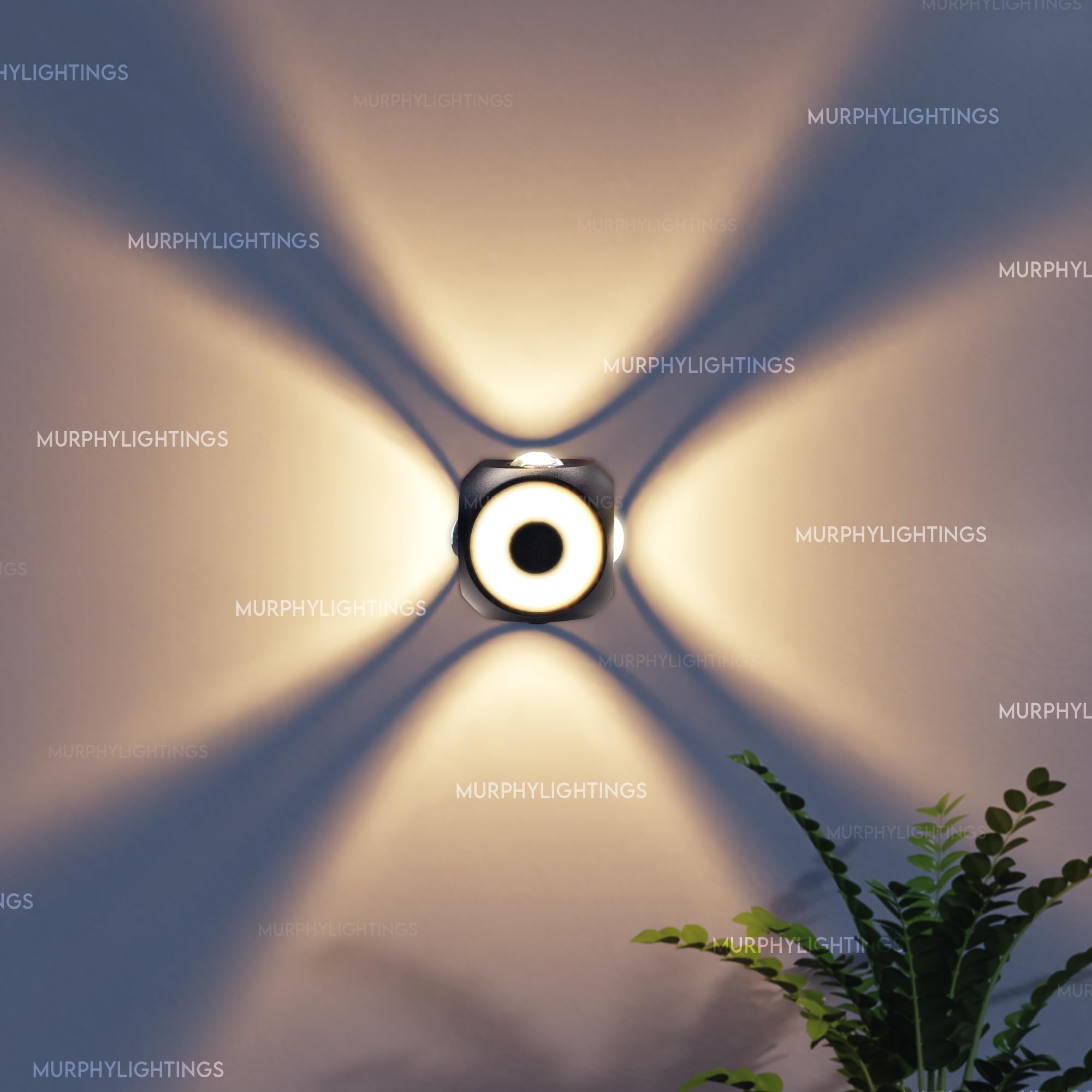 Murphy 6-Watt Arc Omni 4 Way Up Down (4 Multi-Directional Glow + Front Warm White Glow) Wall Light with Aluminium IP65 Waterproof Body, Warm White, Pack of 4 (with 2 Years Warranty)