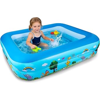 Inflatable Paddling Pool for Children 120 cm Swimming Pool Children's Swimming Pool Portable Bathtub Inflatable Pool Rectangular Children's Pool Paddling Pool Rectangular for Indoor Outdoor