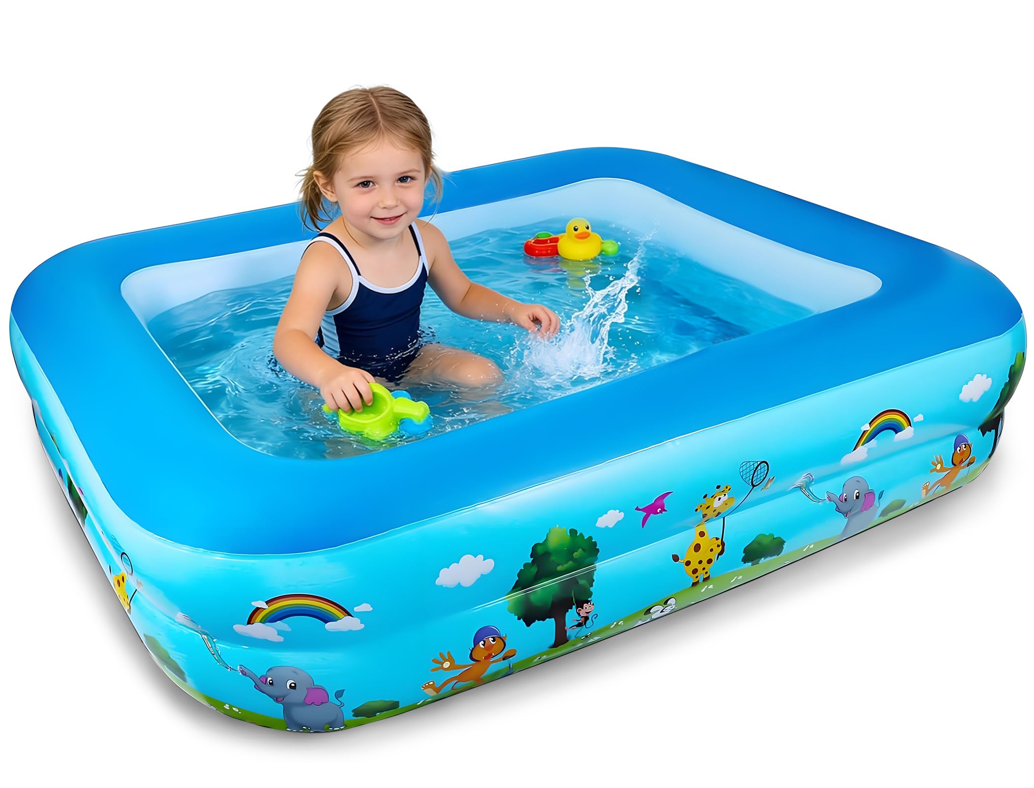 Piscina Hinchable Rectangular Pequeña, 120 cm Piscina Infantil Inflable, Piscinas Hinchables, Piscinas Rectangulares para Interior, Exterior, Jardín, Patio, Resistente y Antideslizantes