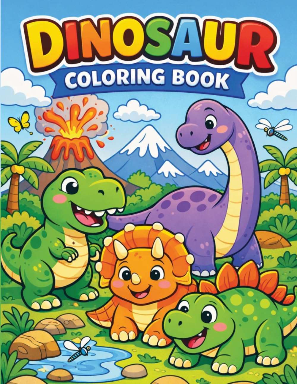 Dinosaur Coloring Book for Kids Ages 4–8: Dinosaur Coloring Book for Kids Ages 4–8 Cute and Fun Prehistoric Coloring Pages for Boys and Girls