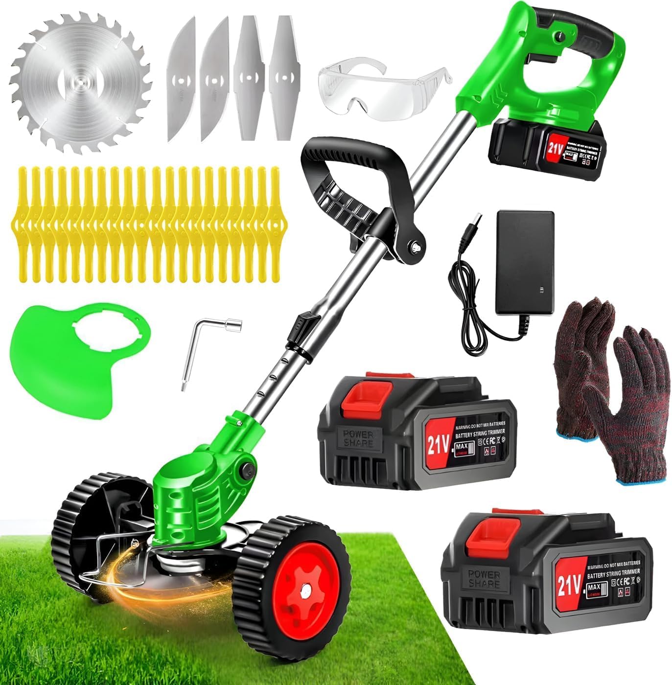 cordless weed wacker electric weed wacker battery powered with 21v 4.0ah battery operated grass trimmer 3 in 1 weed trimmer lawn edger brush cutter for lawn garden pruning trimming