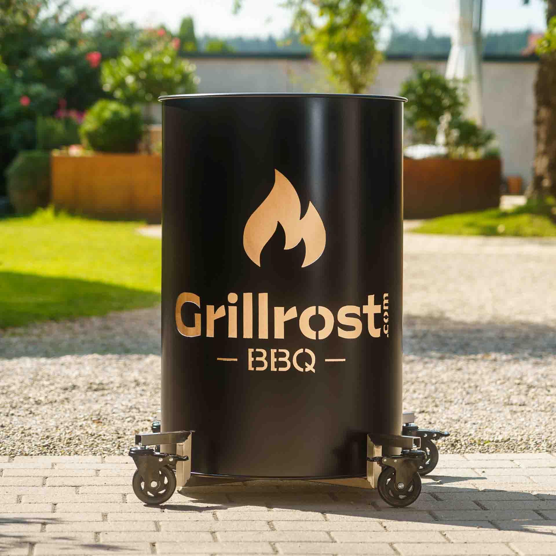 Grillrost.com Das Original Chariot en INOX pour tonneaux à feu - Rends Ton tonneau à feu Mobile