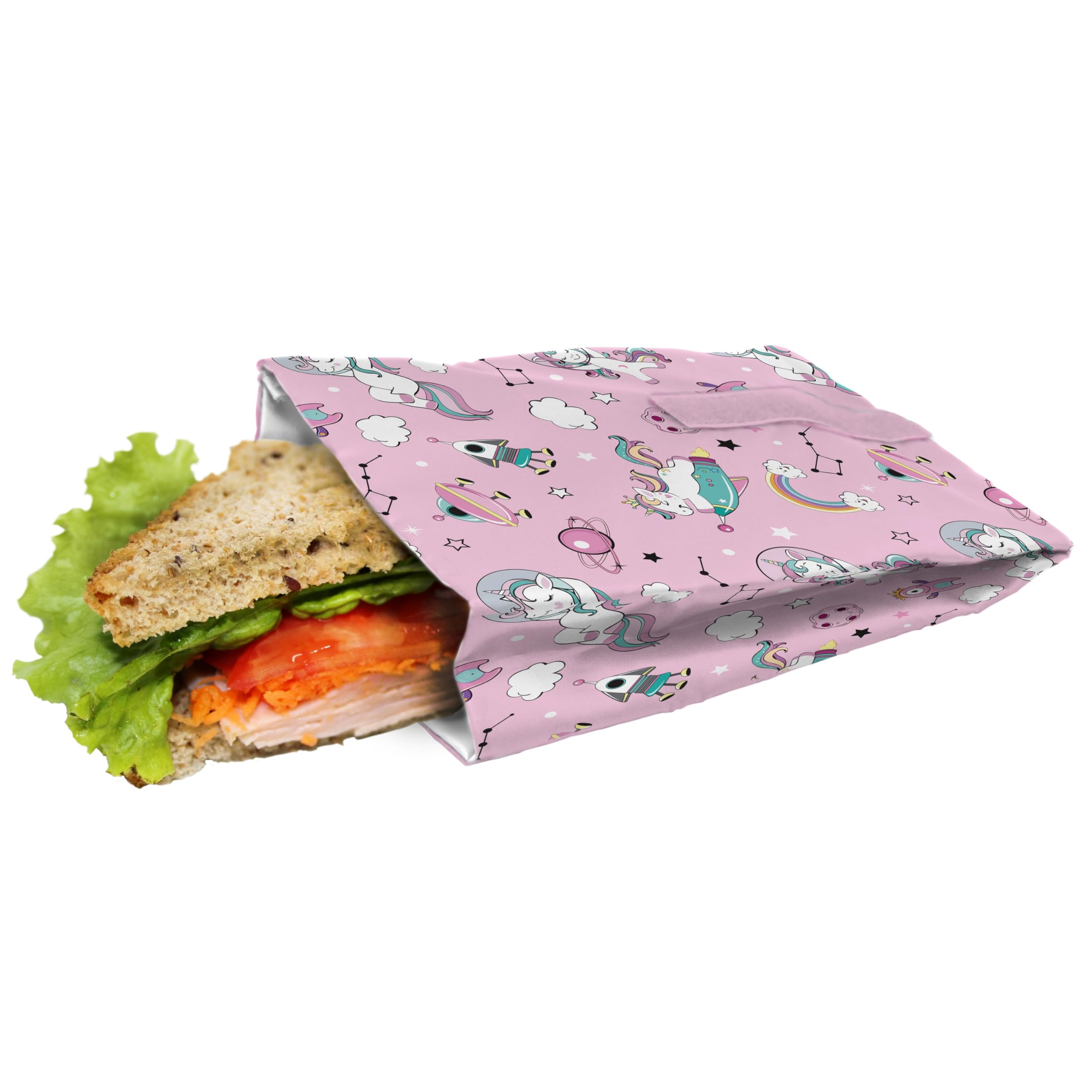 NERTHUS Sandwich- & Baguette-Tasche Einhörner – BPA-frei, Wasserdicht, Personalisierbar