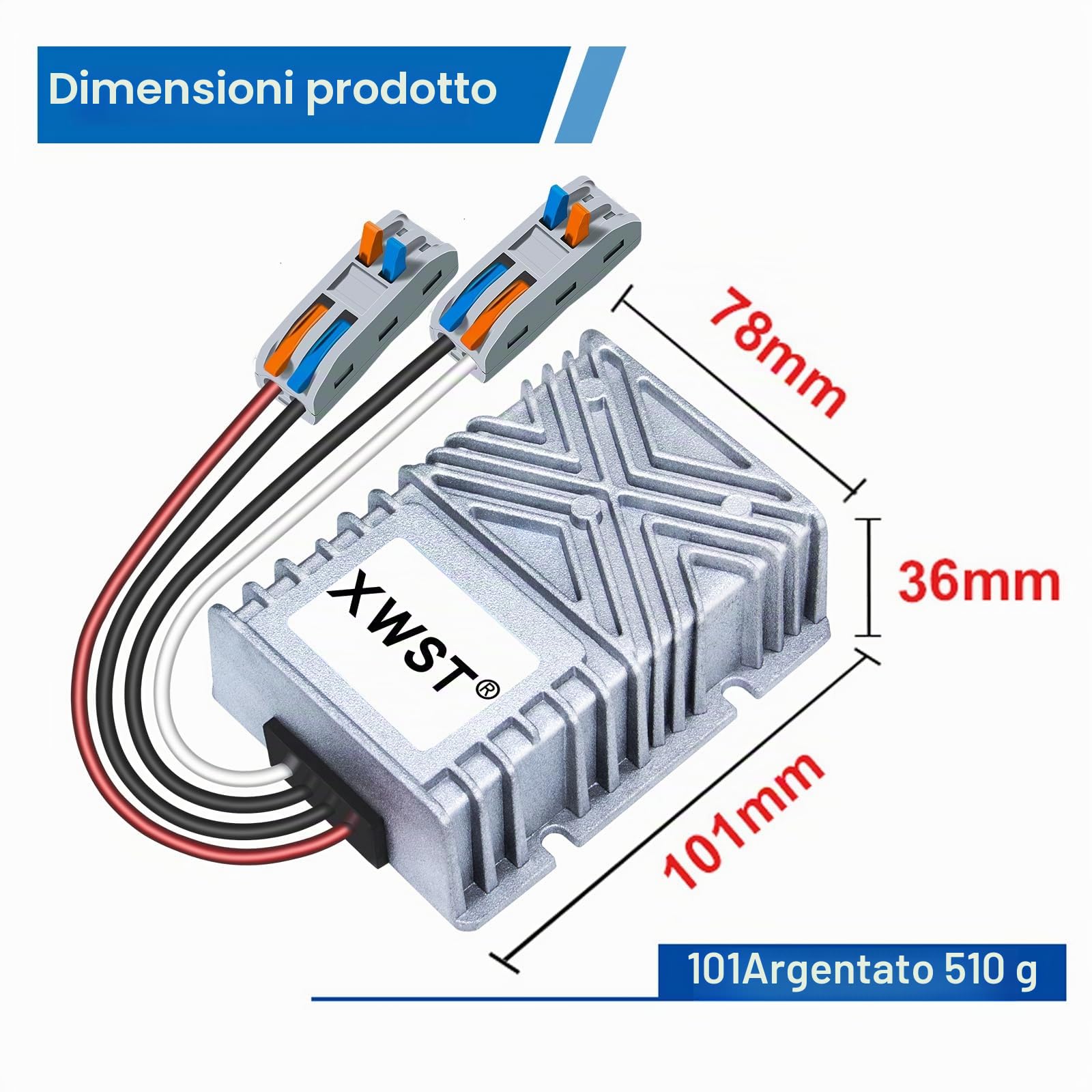 Converter Boost da DC 12V a 48V 8A 384W Convertitore di Tensione con Connettore Rapido, Step up Regolatore Trasformatore Modulo di Alimentazione Convertitore