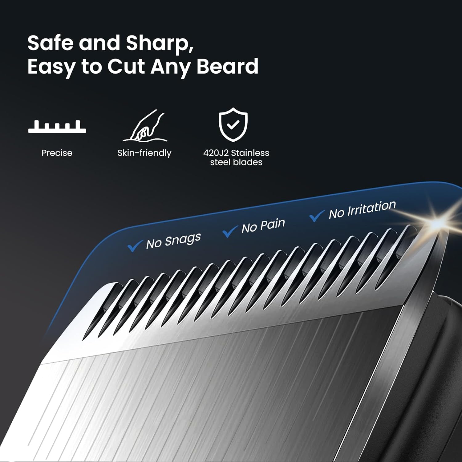 All-in-One Beard Trimmer for Men, Electric Waterproof Wet/Dry Razor Shaver for Mustache, Facial, Beard Styler, Mens Beard Grooming Kit with LED Display, USB Recharge - Black