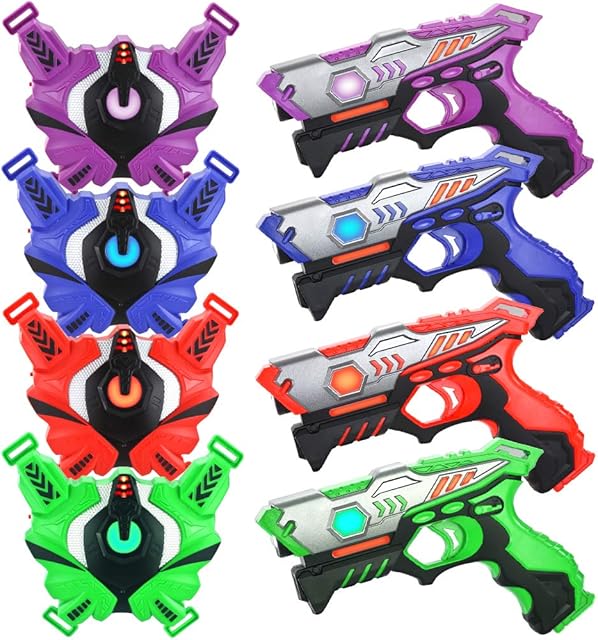 TINOTEEN Laser Tag Guns Set with Vests Infrared Guns Set of 4 Players