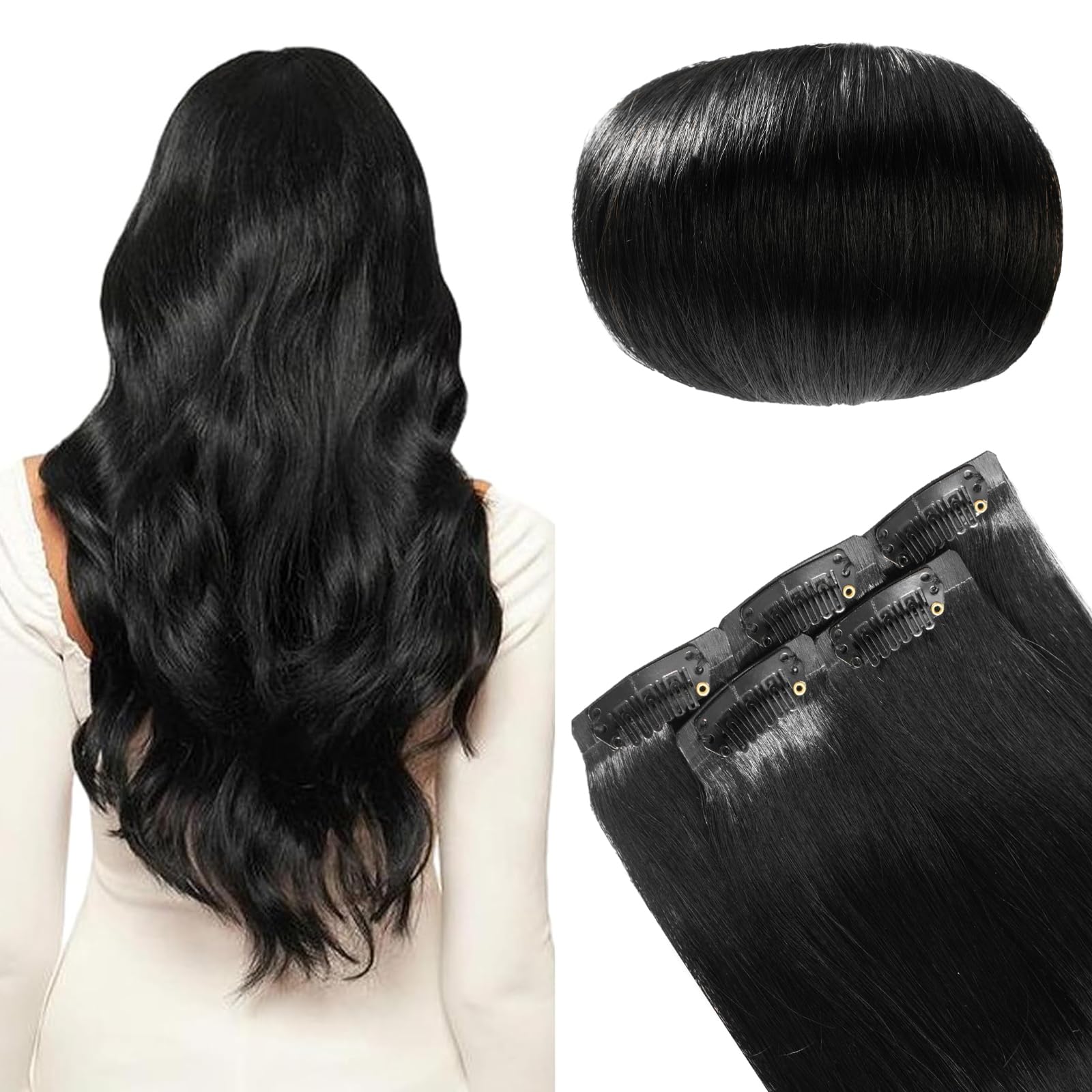 5pcs 18 inch Clip in Hair Extensions 100% Real Human Hair Straight Wavy 5pcs Mini Hair Extensions 12-18 Inches, 100% Real Human Hair  main image 4