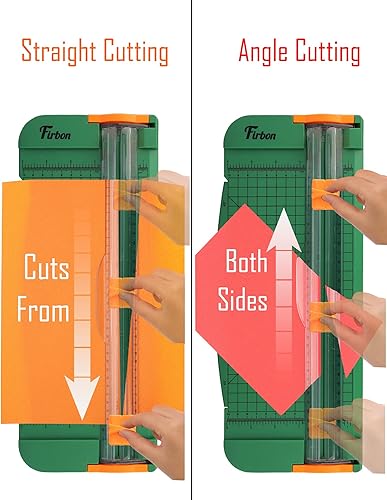 Miniatura 6 de Firbon Paquete de cortador de papel verde A4 con 5 cuchillas de recambio, recortadora de papel de 12 pulgadas con regla lateral para álbumes de