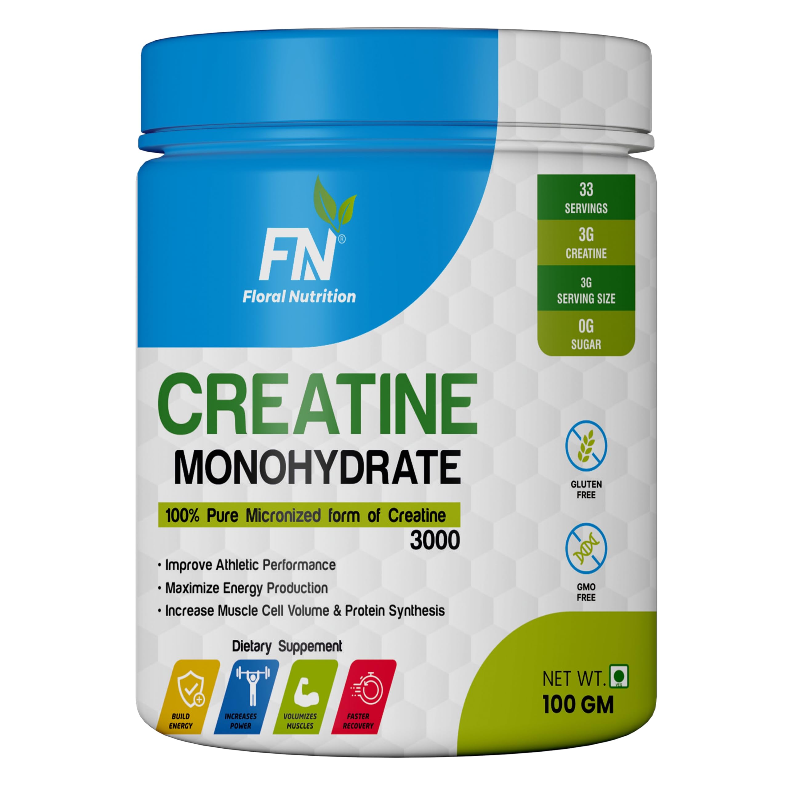 Floral Nutrition Pure Micronized Creatine Monohydrate Powder | Muscle Fuel, Athletic Performance & Power, Boost Recovery | Lab Tested | 33 Serving 100gm Unflavored (B0D6RP5TGX) Amazon Price History, Amazon Price Tracker
