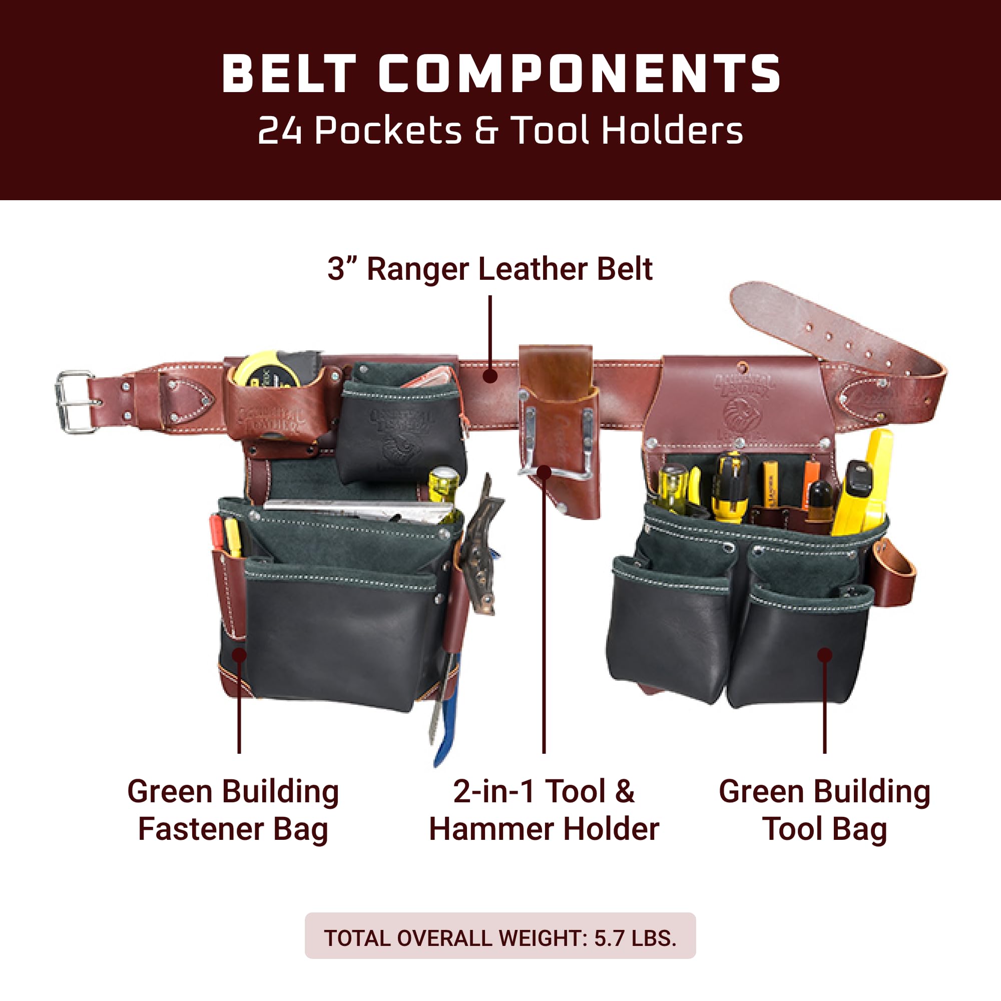Occidental Leather Green Building Framer Set - Medium - 24 Pockets