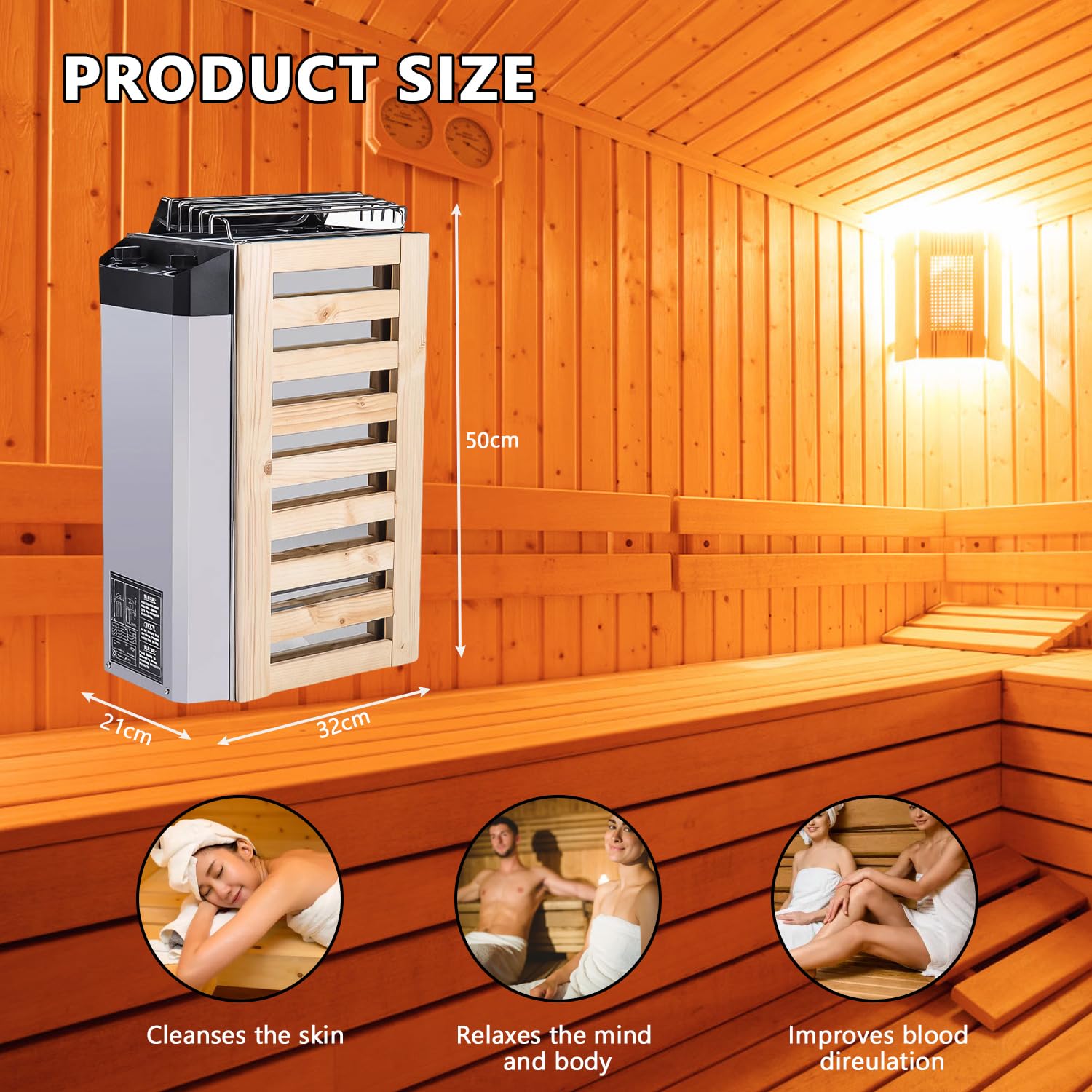 Poêle électrique pour sauna 3,6 kW 220 V acier inoxydable