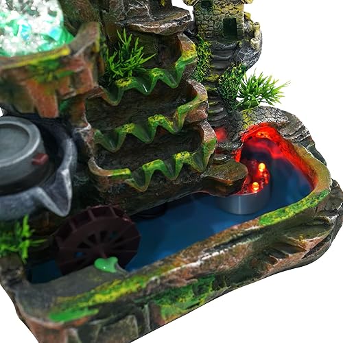 Miniatura 6 de Fuente de escritorio para interiores, fuente de agua de mesa, mini fuente de rocalla, cascadas de montaña en cascada con atomizador para festivales,