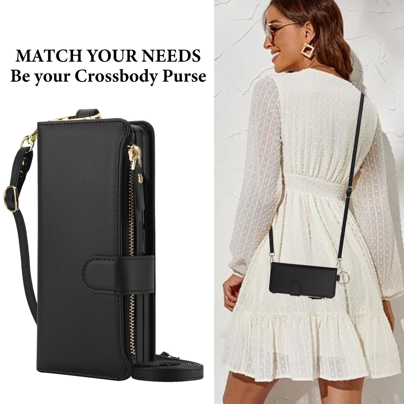 Custodia In Pelle For Samsung Galaxy Z Fold 8 Ultra, Portafoglio A Tracolla Slot For Schede Flip Stand Funzione Cover Passante For Cordino Tracolla Lunga Protezione Anticaduta Shell(Orange)