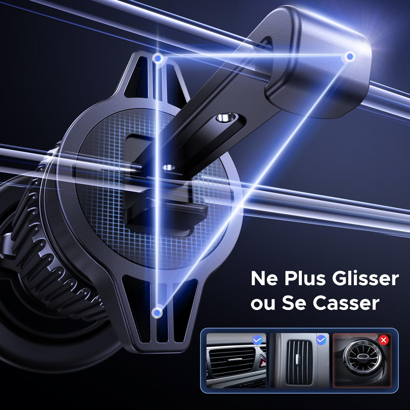 UGREEN Support Téléphone Voiture Magnétique pour MagSafe Porte Smartphone Voiture Rotatif à 360°avec Crochet Magnétique en Métal Compatible avec iPhone 17 Pro Max 16 15 Galaxy S25 S24, Noir