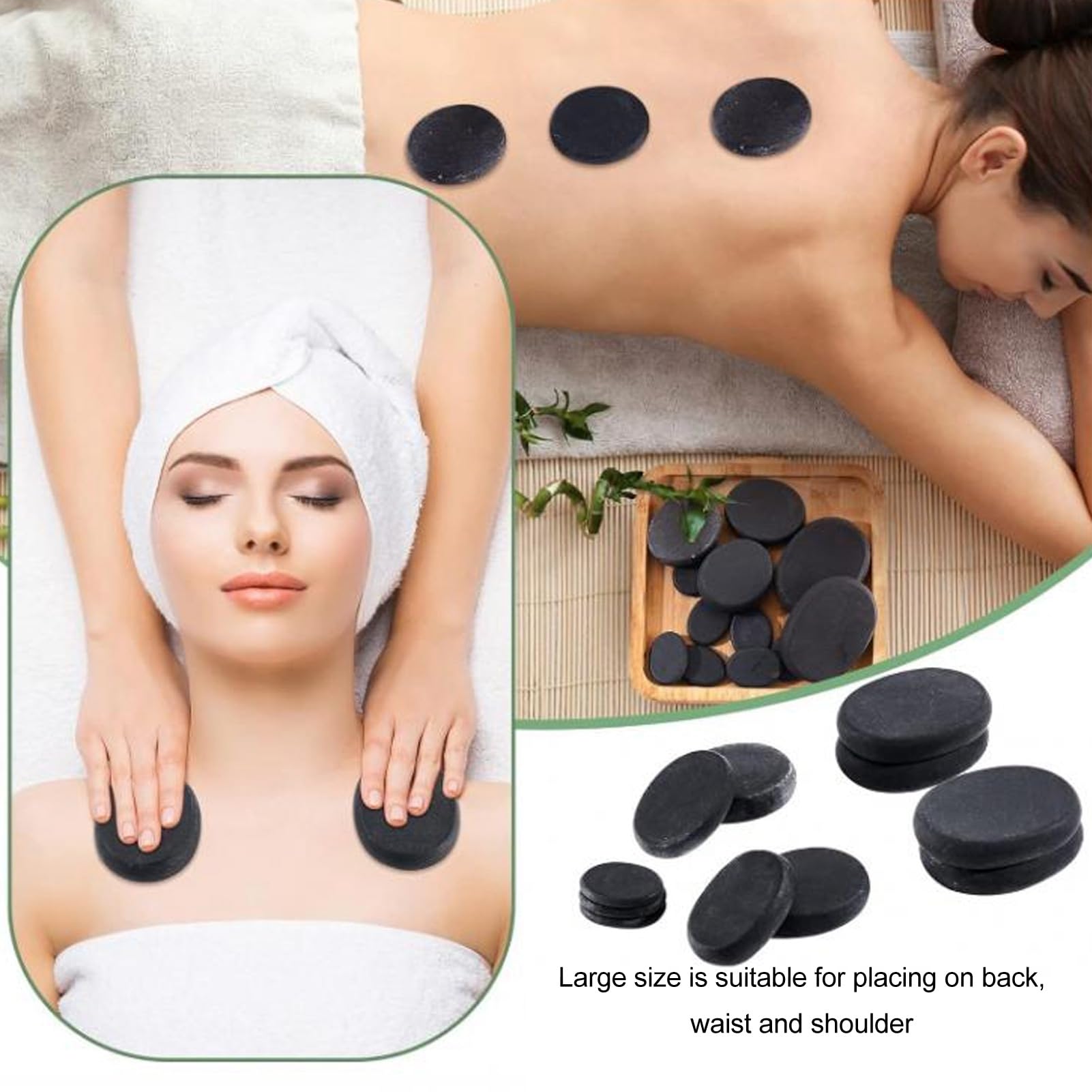 Set de Masaje con Piedras Calientes, para Relajación Corporal, 36 Piezas de Piedras de Basalto, Fácil de Usar, Retención de Calor, Masaje Terapéutico