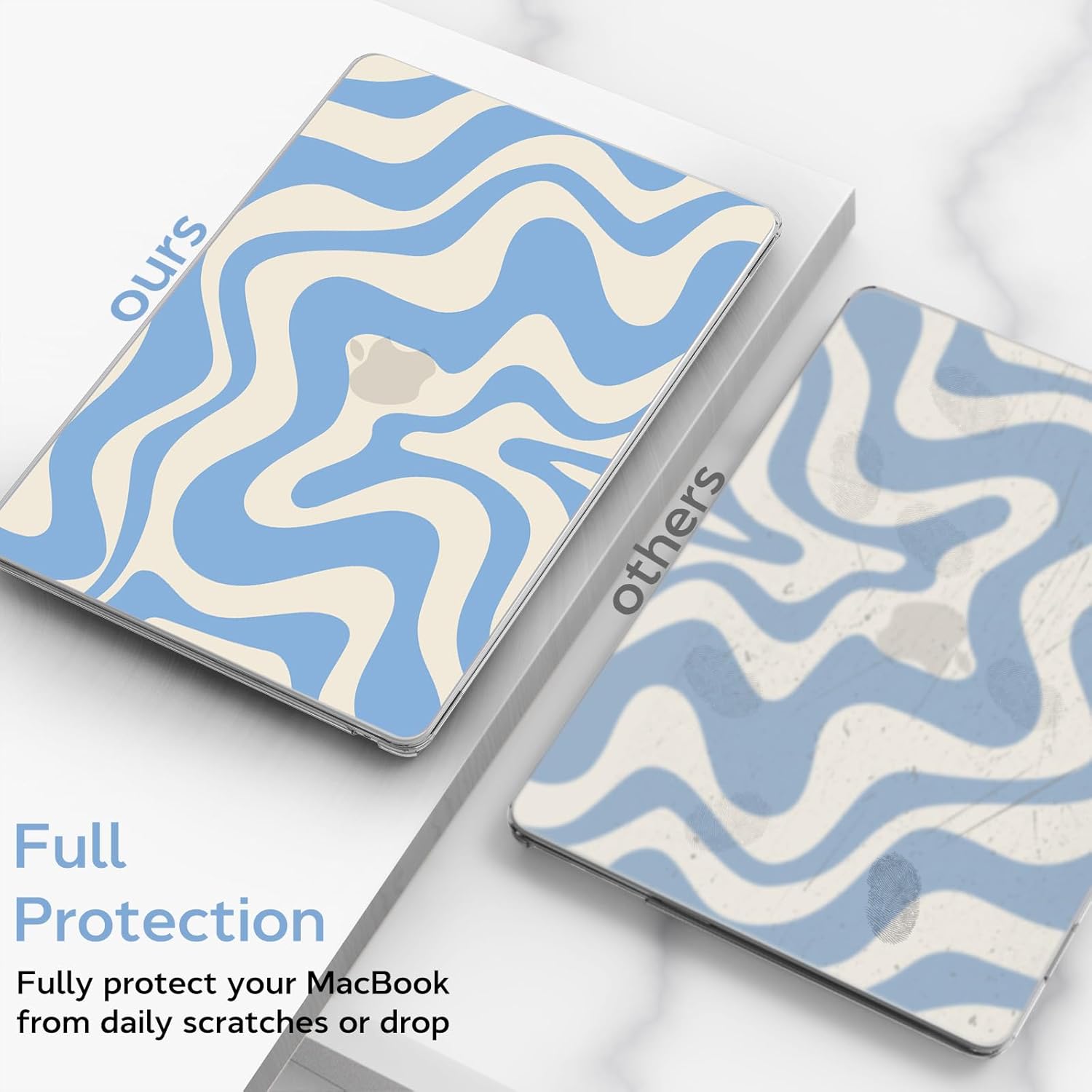 B BELK Compatible with MacBook Air 13 inch Case 2026 2025 2024 2023 2022 M4 M3 M2 A3240 A3113 A2681, Plastic Hard Shell + Keyboard Cover + Screen Protector for MacBook Air 13.6 inch Case, Blue Wave - Image 6