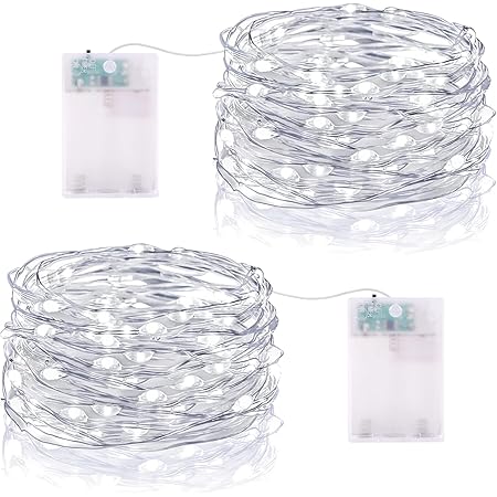 Fairy String Lights, 2 Set 33ft 100 Led Fairy Lights Battery Operated ...