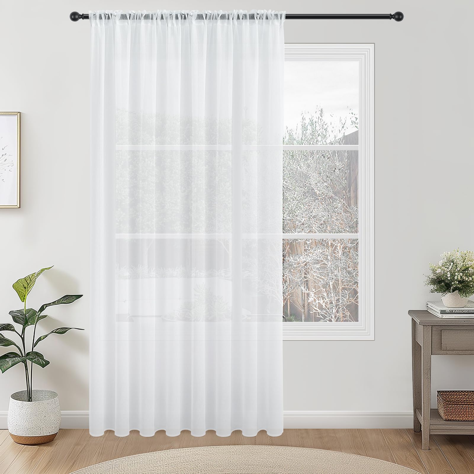 TOPICK Weiße Voile Gardine - Transparenter Vorhang 600x130cm Für Hochzeit & Deko