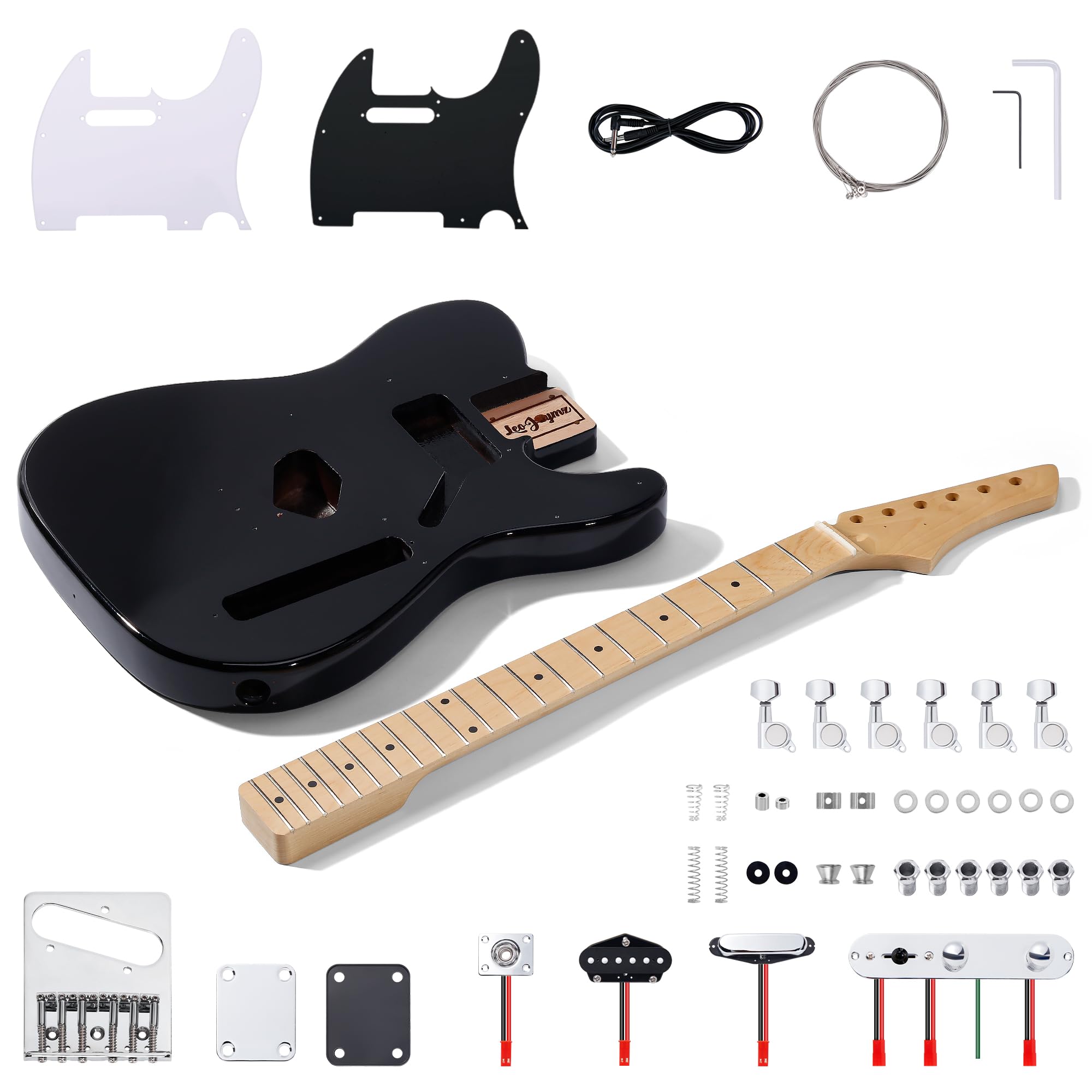 Leo Jaymz DIY TL Style Electric Guitar Kits,Spray-painted Mahogany Body,Maple Neck, including all Components (TL Black New)