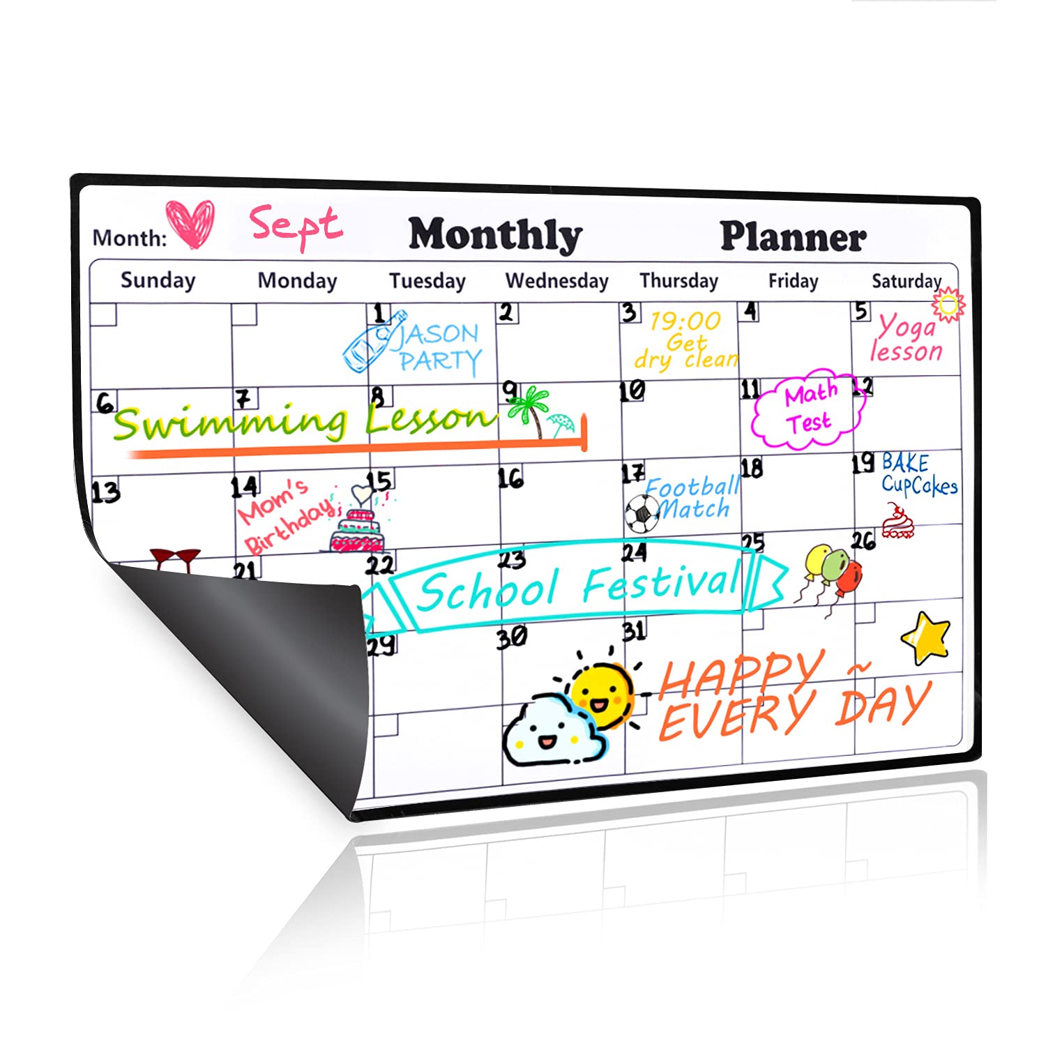 Homein Dry Erase Calendar Magnetic Fridge Calendar Board Monthly Whiteboard Family Calendars for Refrigerator White Organizing Planner Board, 30 X 43 CM