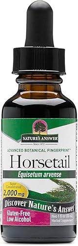 Natures Answer - Hierba de cola de caballo con bajo contenido de alcohol orgánico, 1 onza líquida, soporte para el cabello, la piel y las uñas,