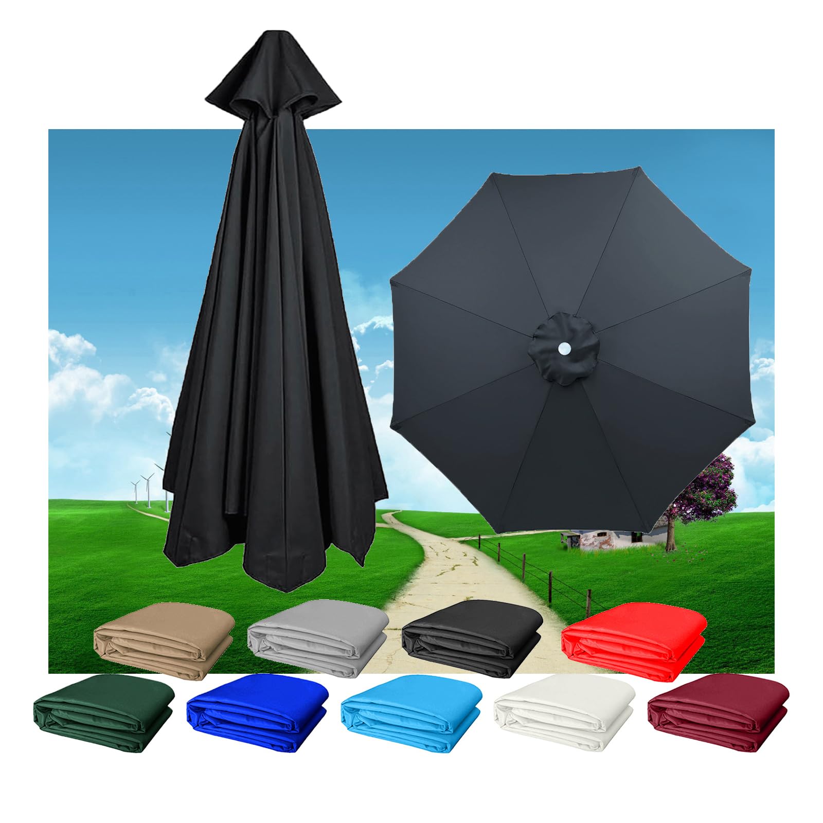 KDQRMVV Replacement Parasol Canopy 3.0m 3.5m/8 Arms garden parasol replacement canopy for cantileve Umbrella(Size:3.5m,Color:Gray)