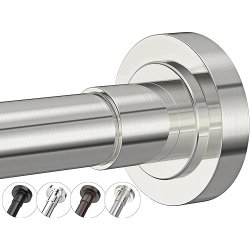 Shower Curtain Rod Adjustable 29-86 Inches, Spring Tension Shower Rod Stainless Steel 1 Inch Diameter Telescoping Curtain Rod for Bathroom, Windows Wardrobe, Non Slip, No Drilling, No Rust, Nickle