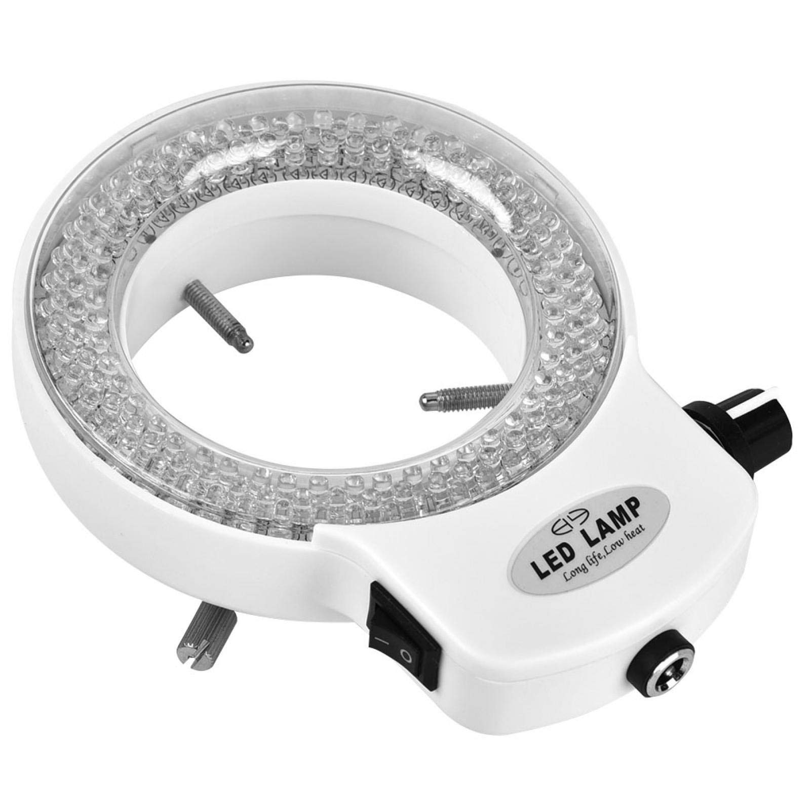 Akozon - Microscopio LED, microcamera 144 LED, sorgente luminosa, regolabile, lampada ad anello per microscopio stereo e fotocamera (spina UE)