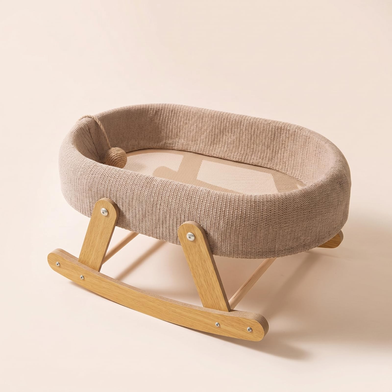 Cuccia a Dondolo Oscillante Lettino con Base a Dondolo Rialzato Letto per Gatti, Interno, Culla A Dondolo In Tessuto A Rete Modello In Lino