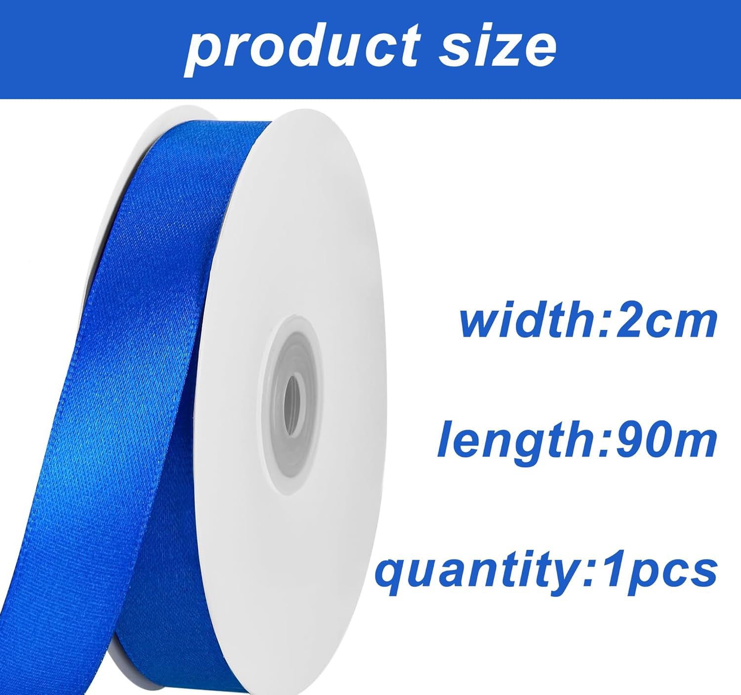 Sylken 20mm Royal Blue Satin Ribbon 90 Meter - Polyester Gift Ribbon for Wrapping Bows, Crafting, Decoration, Wedding, Party, Christmas - Image 3