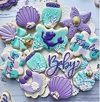 Vista 8 de Cortadores de galletas de sirena, cola de sirena, estrellas de mar, conchas de mar de acero inoxidable, formas para hornear, regalo