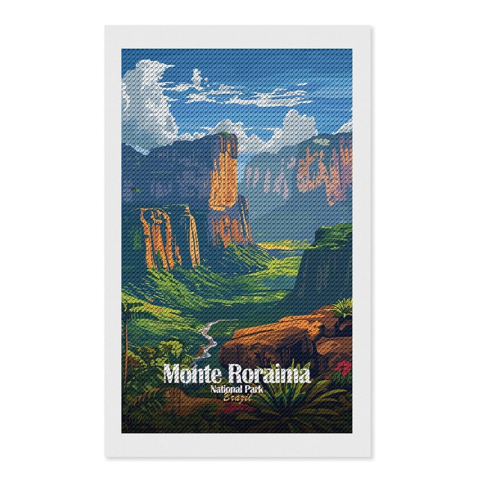 Junmoney Monte Roraima National Park Brazil Diamond Art Canvas 12"x20", Easy to Follow Symbols, Finish and Display, Fun Craft Experience, Aesthetic Room Decor