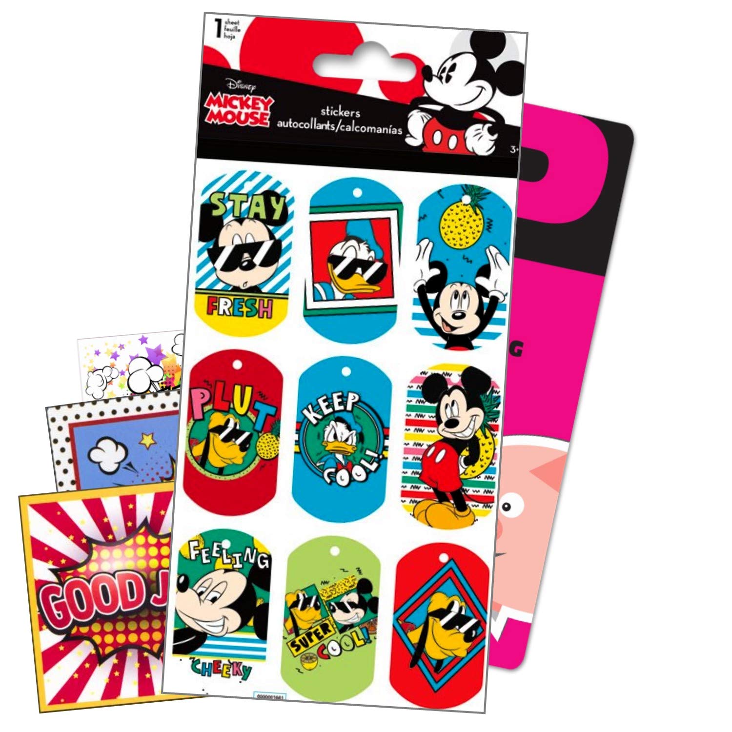 Disney Mickey Mouse Action Lenticular Stickers Dog Tags with Specialty GWW Reward Stickers and Bookmark