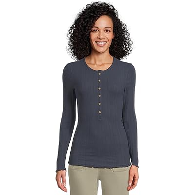 Faherty Paradise Pointelle Henley blue nights