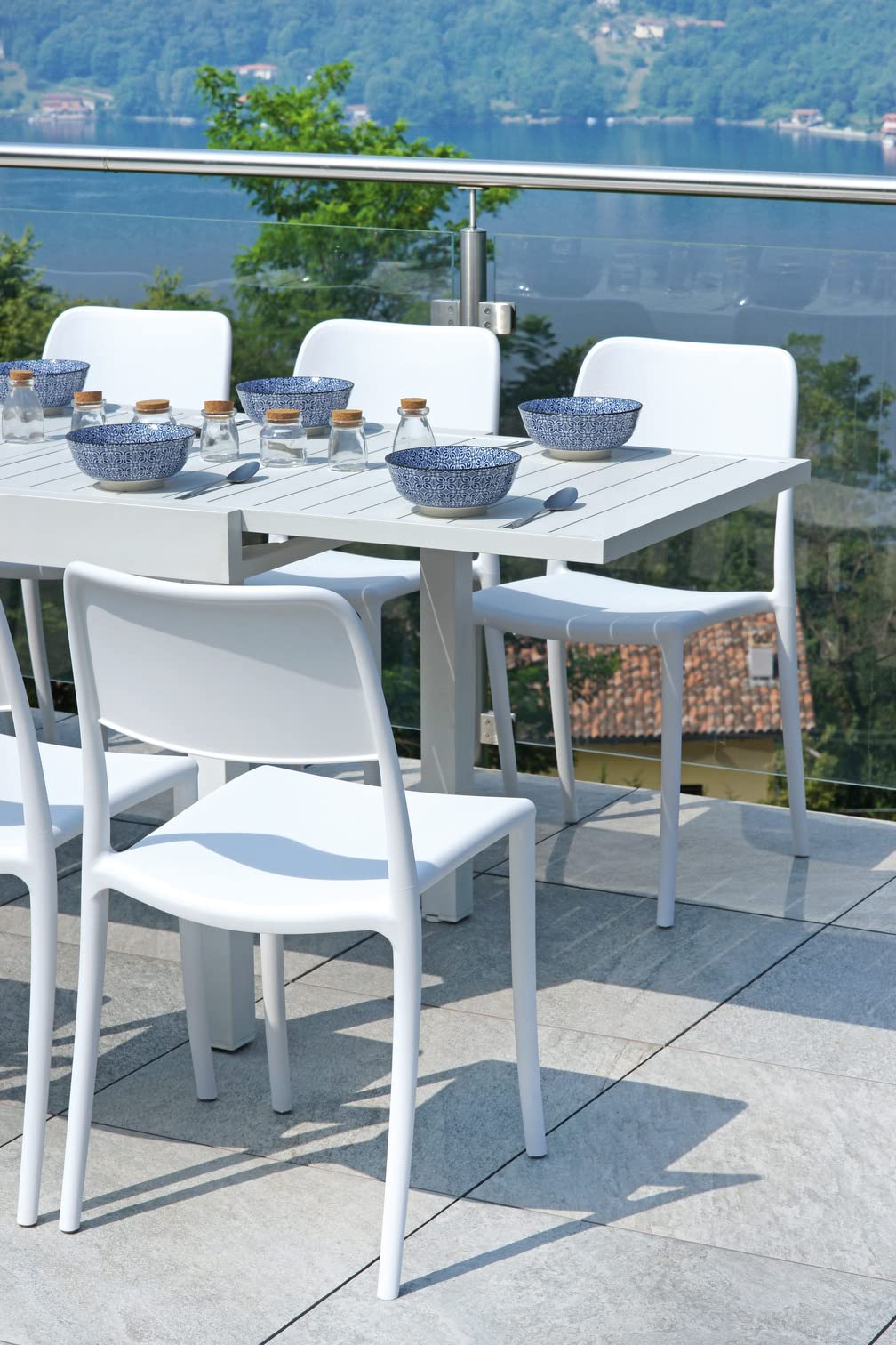 Gruppo Maruccia Tavolo per Esterni in Alluminio Allungabile Tavolo per Balconi e Spazi Ristretti Allungabile da 104 a 208 Centimetri Color Bianco