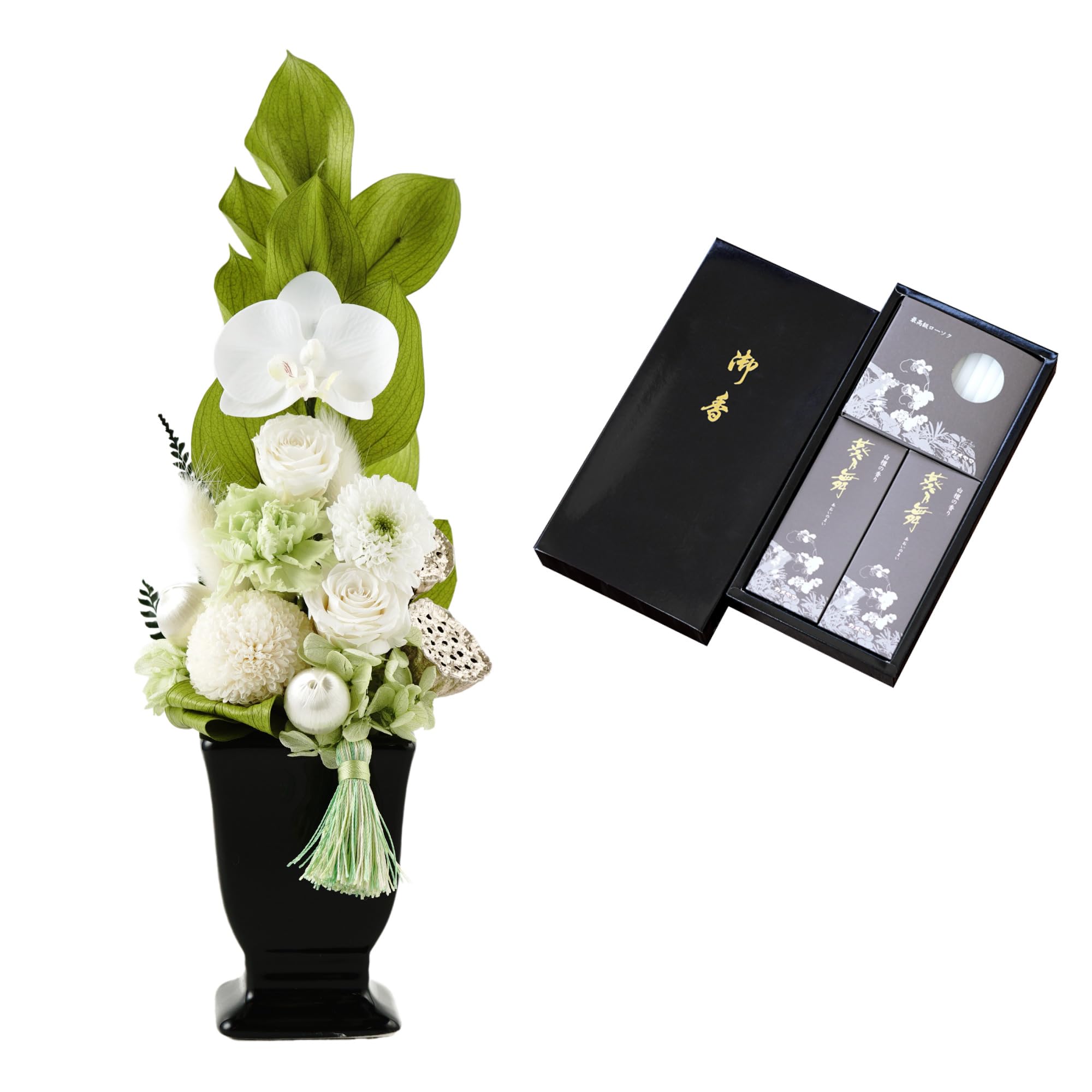 Amazon｜花 まりか お供え プリザーブドフラワー ゆうか お線香 セット  