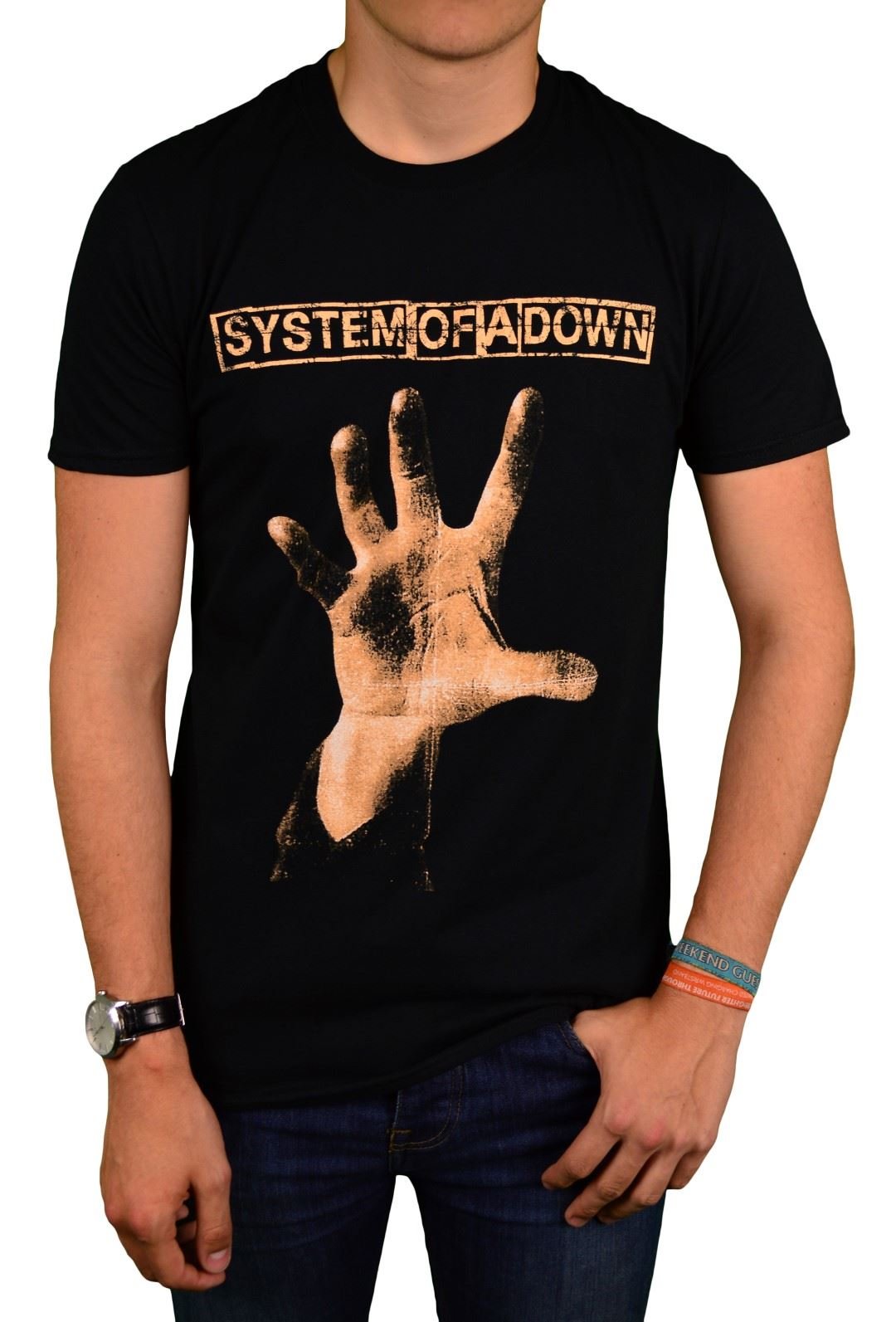 Rock Off officially licensed productsMen's Hand T-Shirt (Pack of 1)