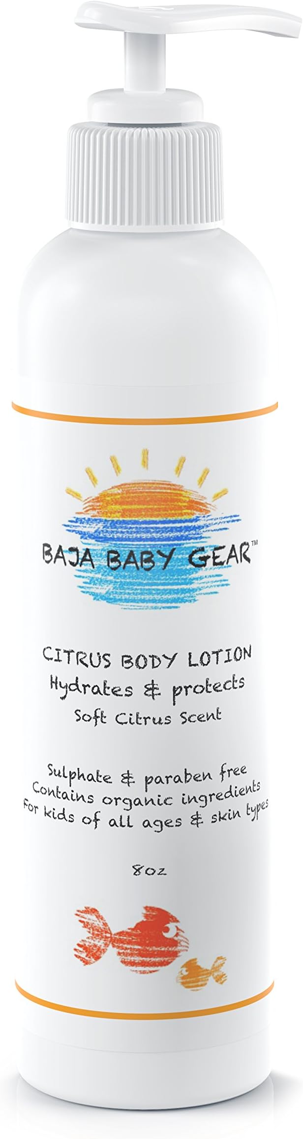 Baja Baby Gear Citrus Lotion Nourishing Body Lotion with Light Citrus Scent free of Sulphates, Parabens & Phosphates-Organic, Natural Body Lotion-For Kids of All Ages & Skin Types, 8 fl. oz.