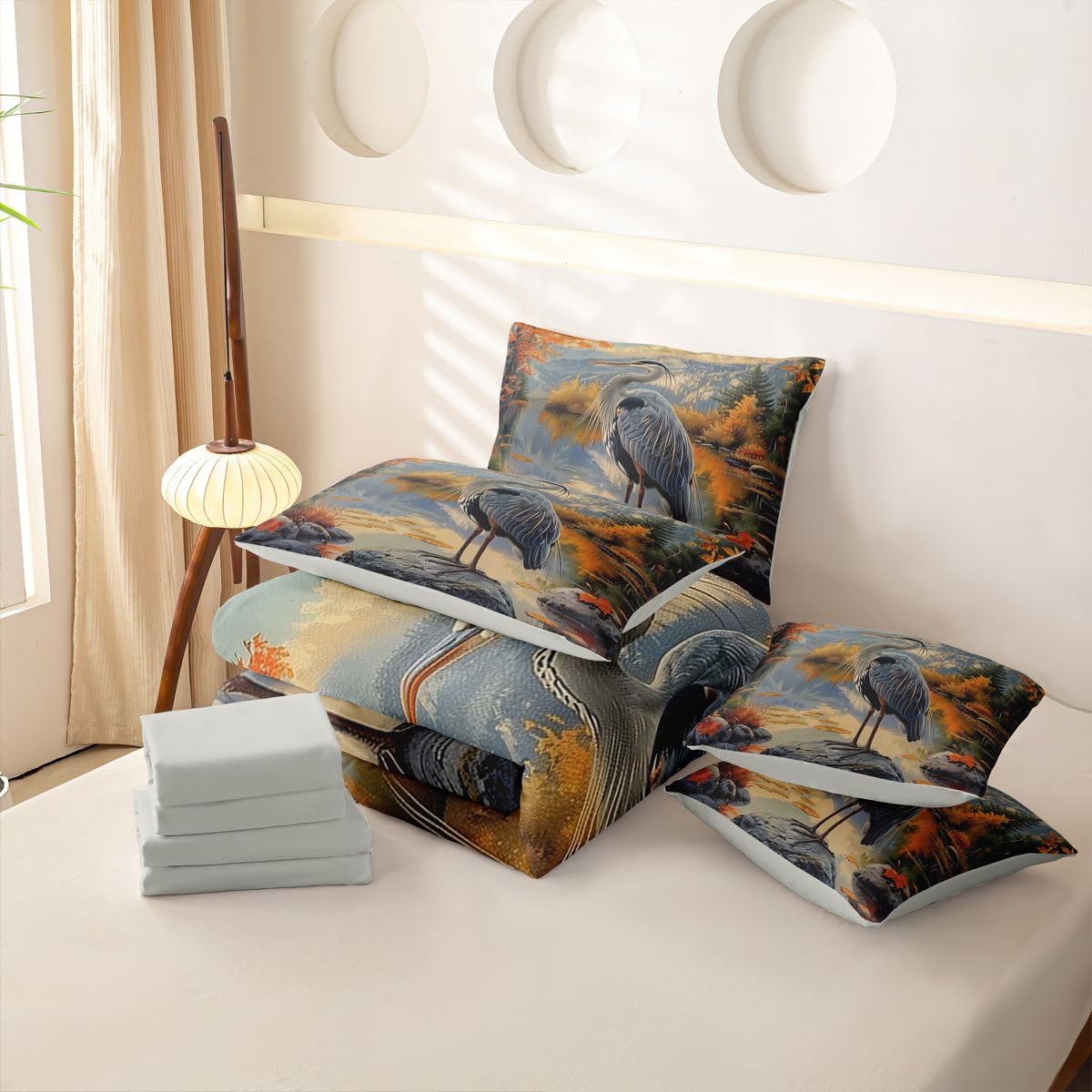 Homewish Großer Blauer Reiher Bettwäsche 155x220 7teilig