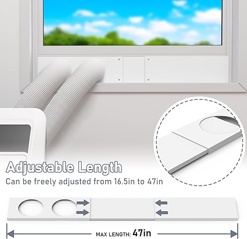 Miniatura 4 de Flamorrow Kit de ventana portátil de aire acondicionado de doble manguera, placas de sellado de ventana ajustables para manguera de escape de 5