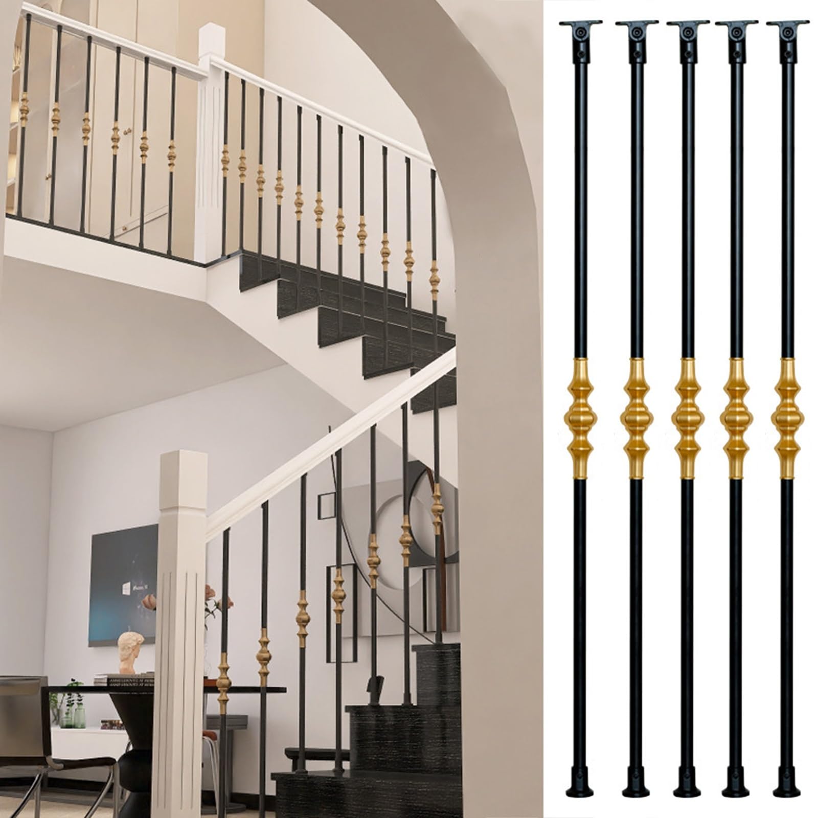 Garde-corps de terrasse en métal de 95 cm pour sécuriser l'escalier extérieur de la maison