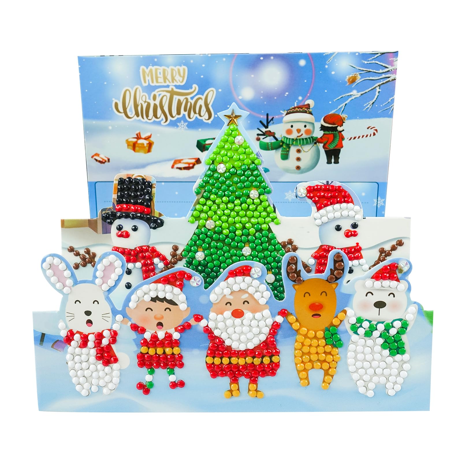 POETRYDRAW 1Pcs Christmas DIY Diamond Art Greeting Card Set with Envelopes 5D Rhinestone Arts Cards for Adults & Gifts