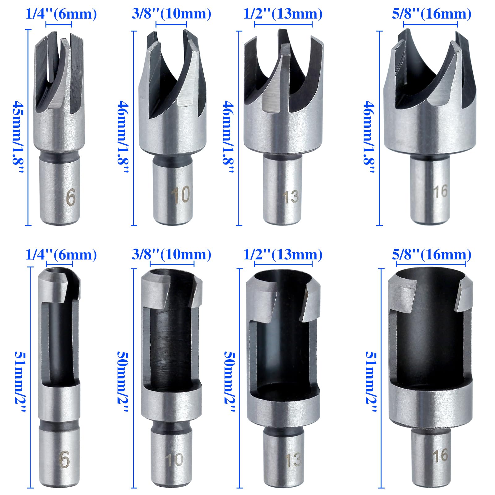 Wood Plug Cutter Set - 8 Pieces for Woodworking -4