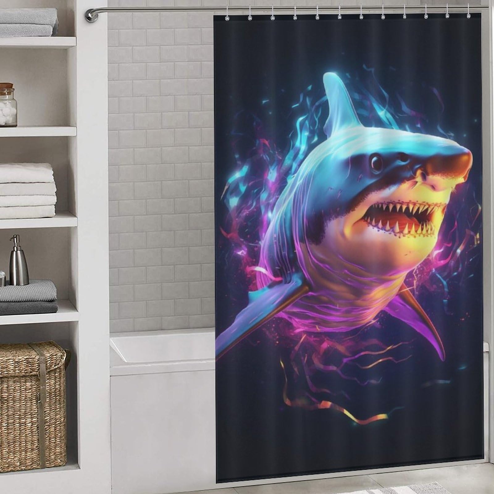 Rideau de douche requin imperméable en polyester de qualité supérieure