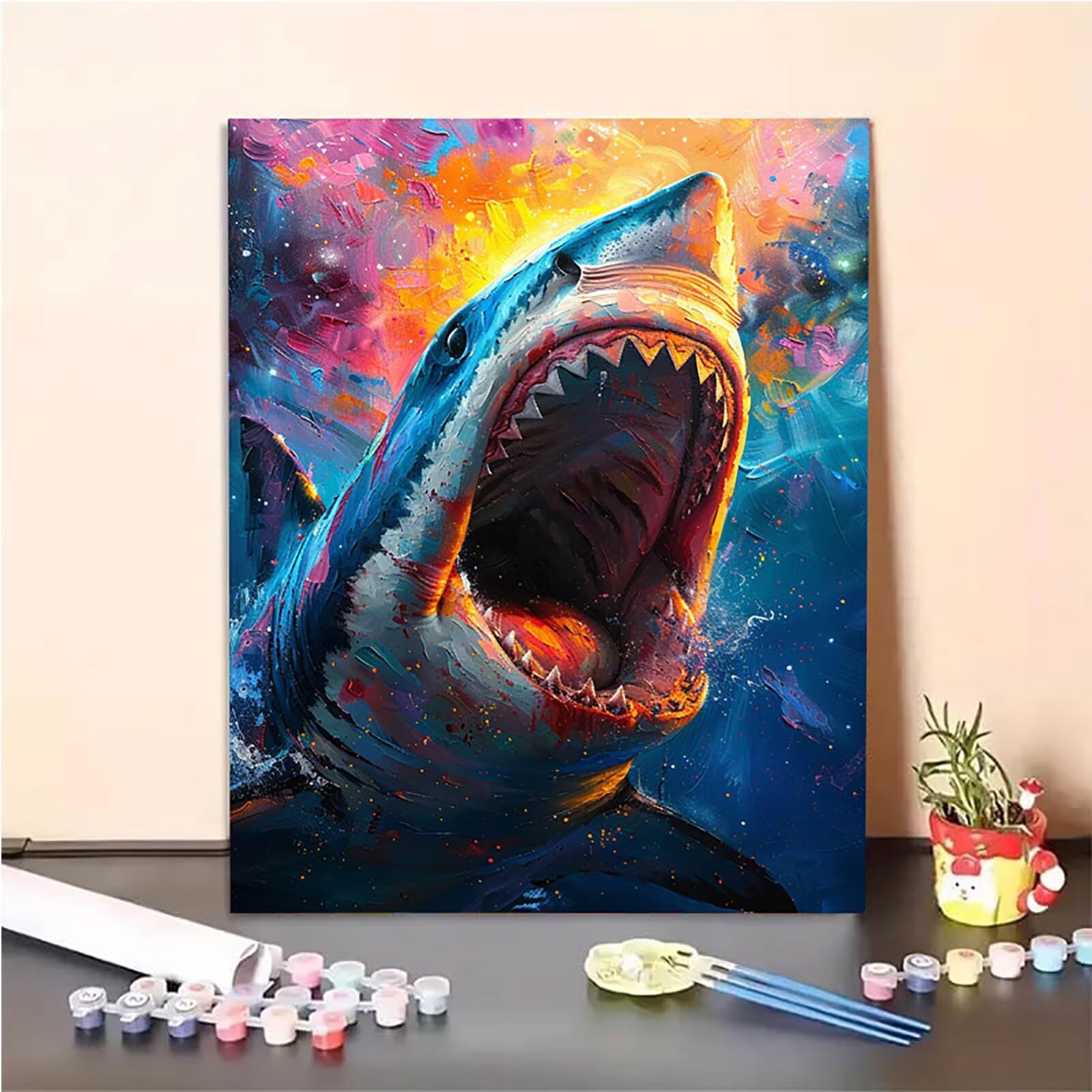 Amazon.co.jp: 数字油絵 サメ, Paint by Numbers 初心者と大人 適用