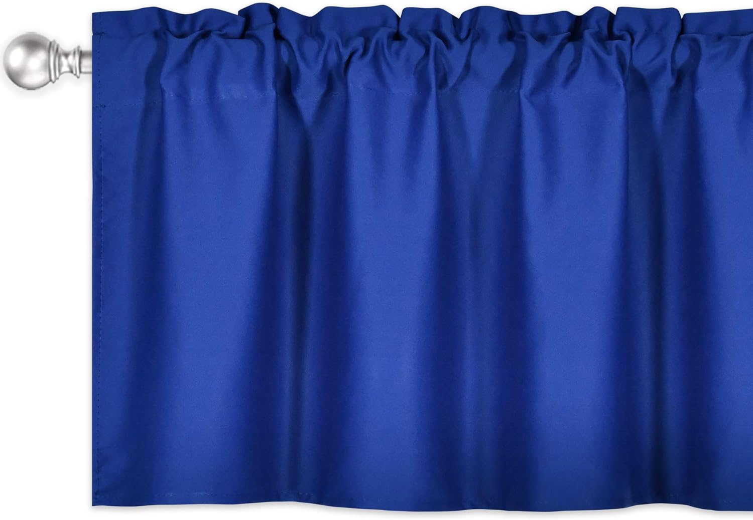 DECOVSUN Royal Blue Valance for Windows 42x18 Inch Solid Thermal Insulated Blackout Rod Pocket Kitchen Short Curtain Toppers Valance for Bathroom Living Room 2 Panels