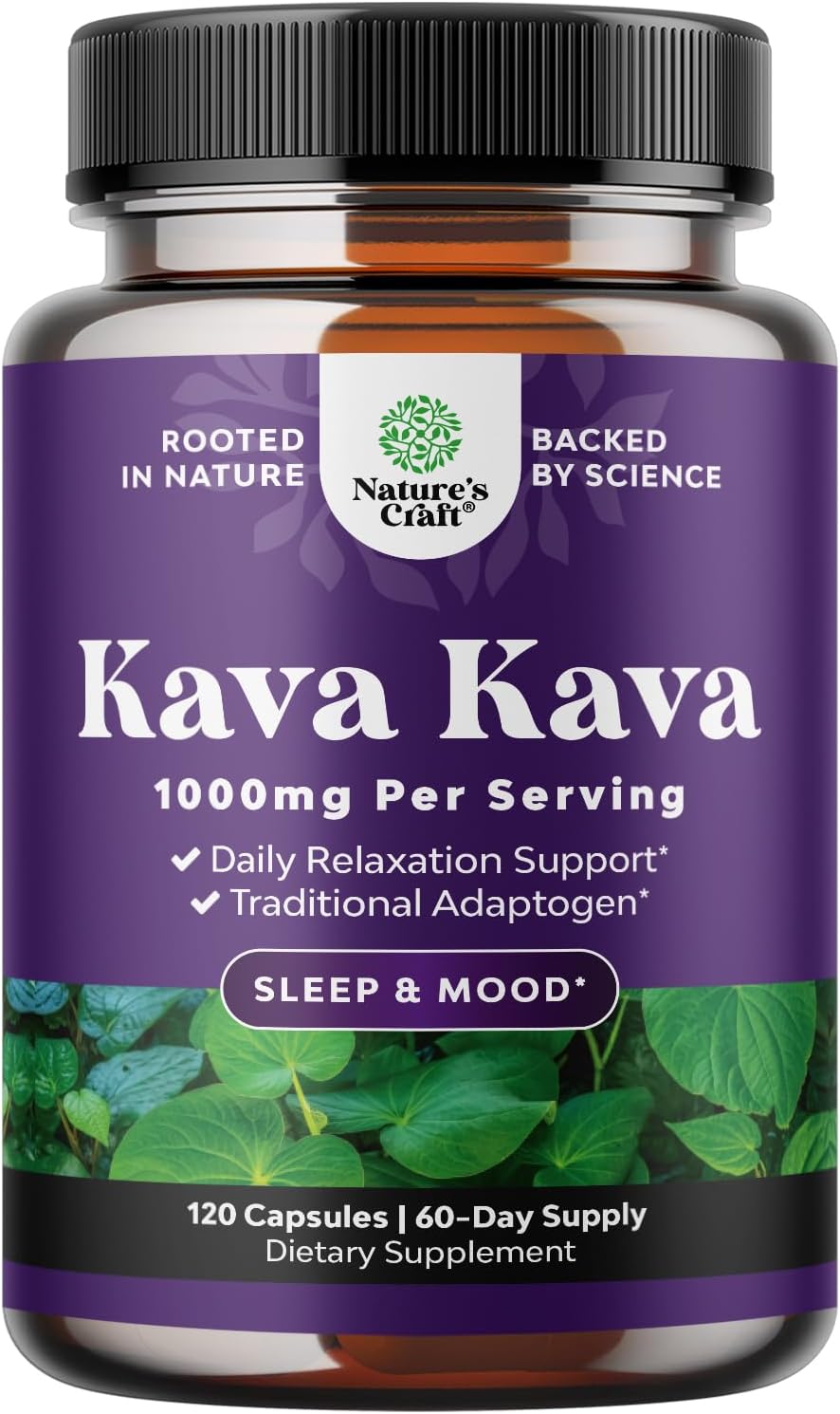 Natures Craft Kava Kava Root Extract Supplement 1000mg per Serving - Fast Acting Herbal Support for Balanced Mood - Relax Calming Capsules for Stress Support & Better Sleep - 120 Count
